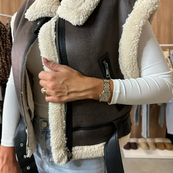 Sleeveless Faux leather Vest