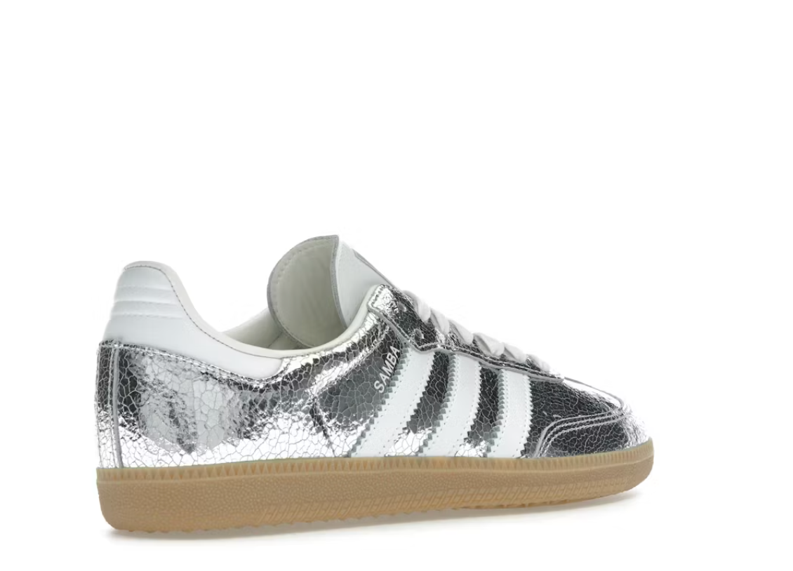 adidas Samba OG Silver Metallic Cracked Leather (Women's)