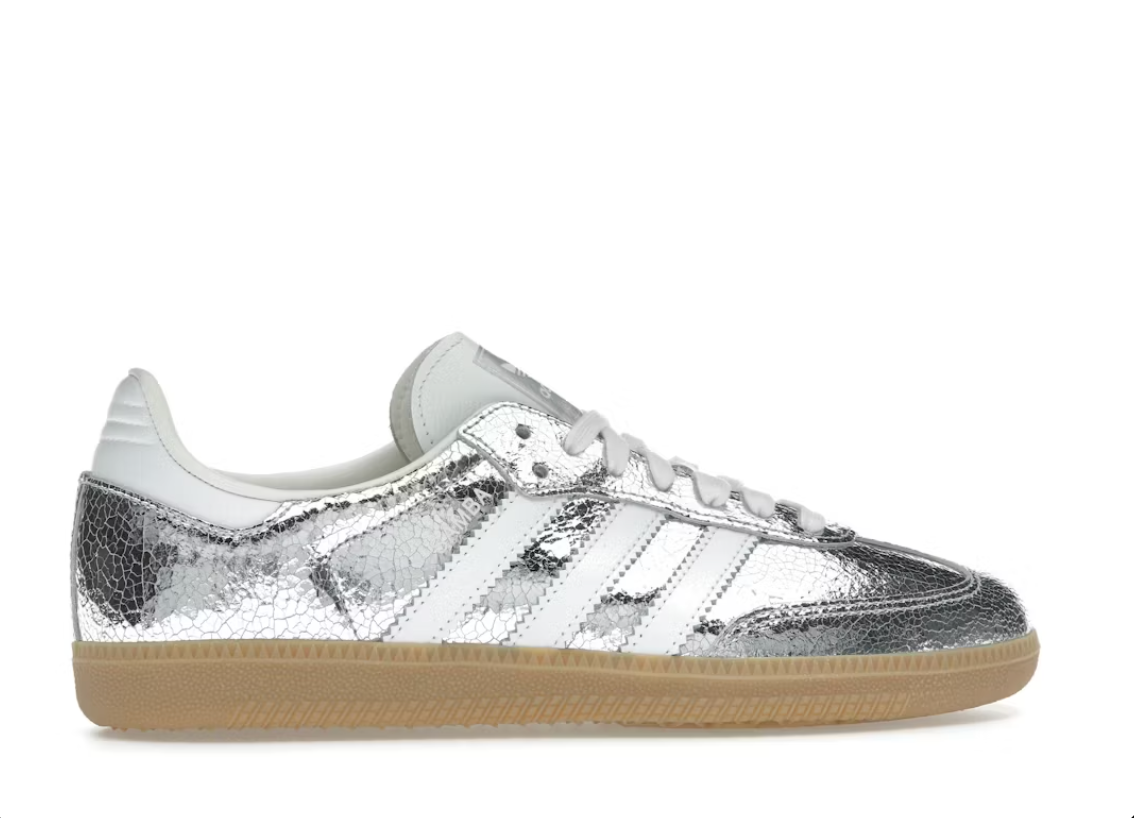 adidas Samba OG Silver Metallic Cracked Leather (Women's)