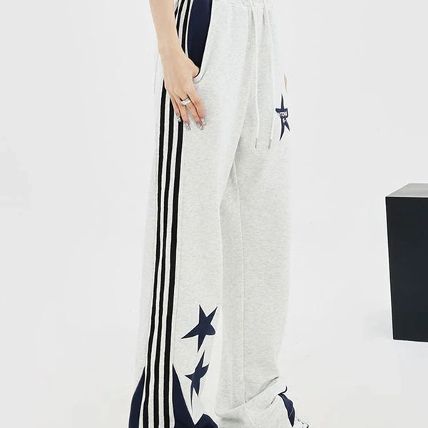 Wide Leg Stars Striped Sweatpants