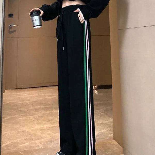 Rainbow Striped High Waist Sweatpants