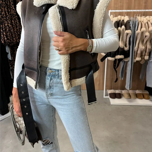 Sleeveless Faux leather Vest
