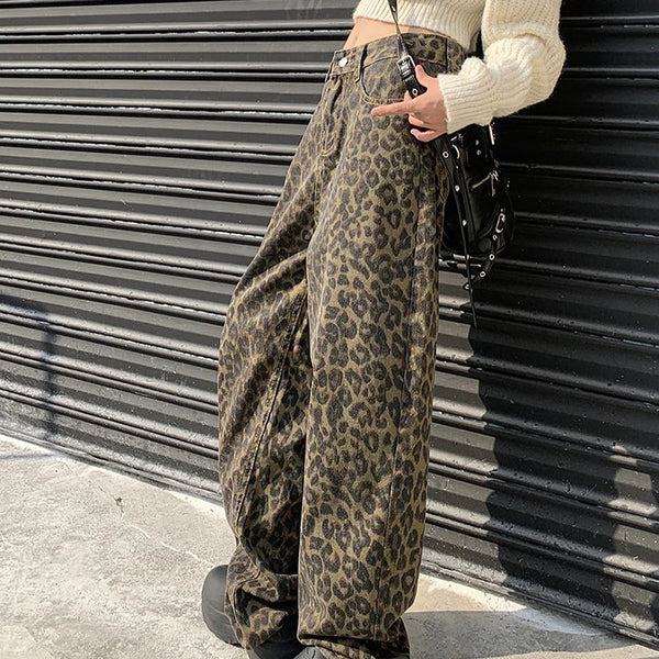 High Waisted Leopard Jeans
