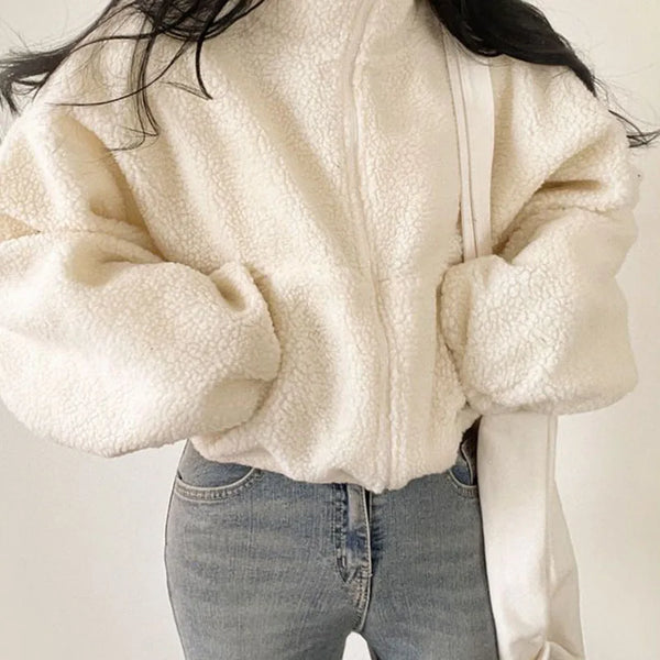 Lamb Wool Zipper Coat
