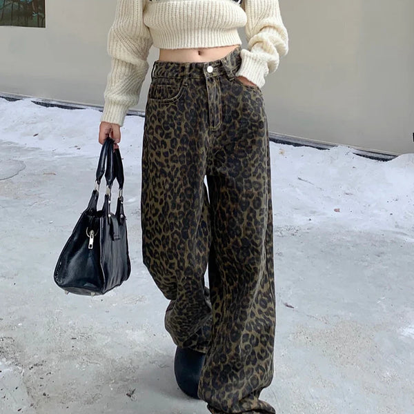 High Waisted Leopard Jeans