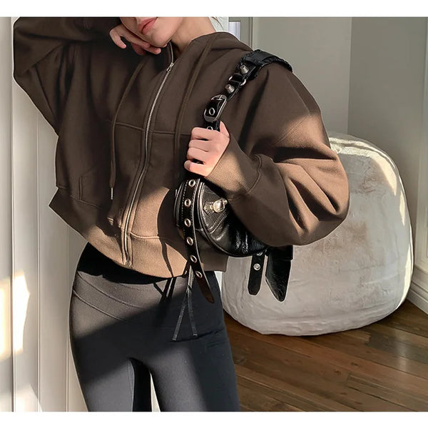 Casual Cotton Zip up Hooded Sweatshirt