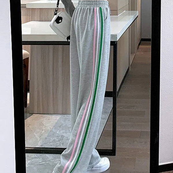 Rainbow Striped High Waist Sweatpants