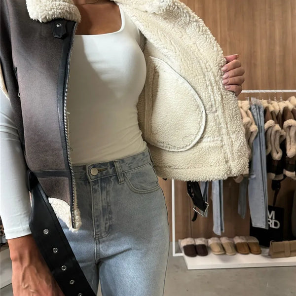 Sleeveless Faux leather Vest