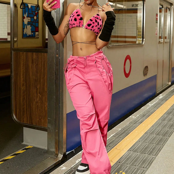 Pink Baggy Cargo Parachute