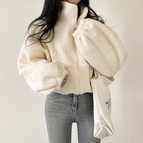 Lamb Wool Zipper Coat